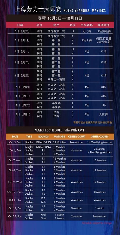 rolex shanghai masters schedule|rolex shanghai masters 2024 schedule.